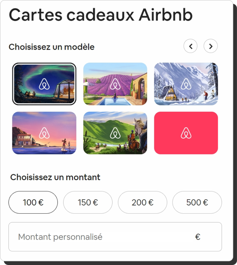 Airbnb — cartes cadeaux