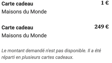 Message de découpage de bons — version originale