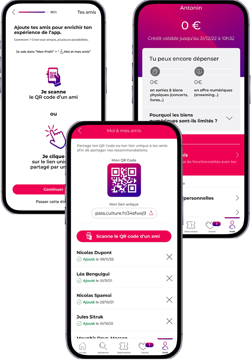 Brique amis Pass Culture — tutoriel ajout, QR code, liste d'amis