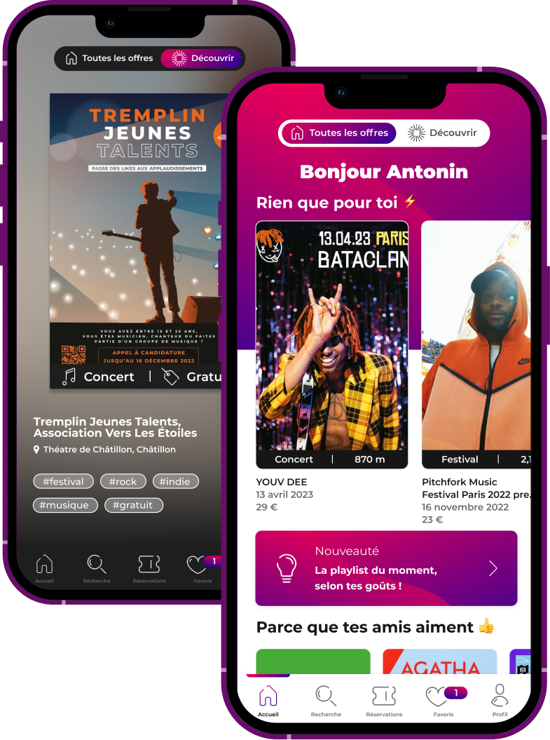 Vue Découvrir et home Bonjour Antonin