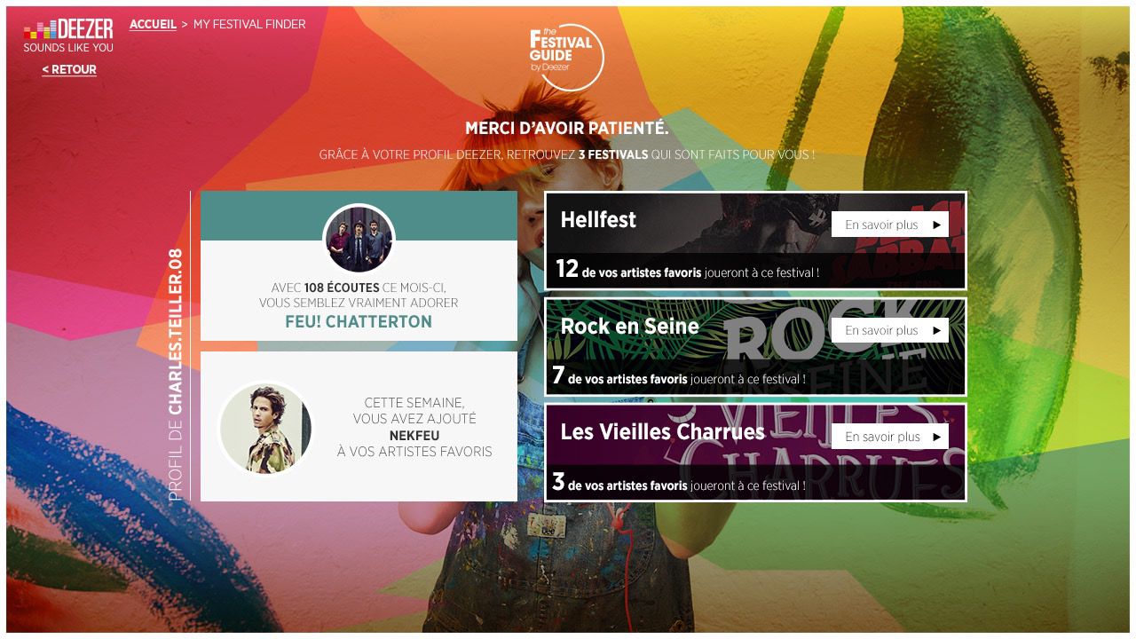 My Festival Finder résultats