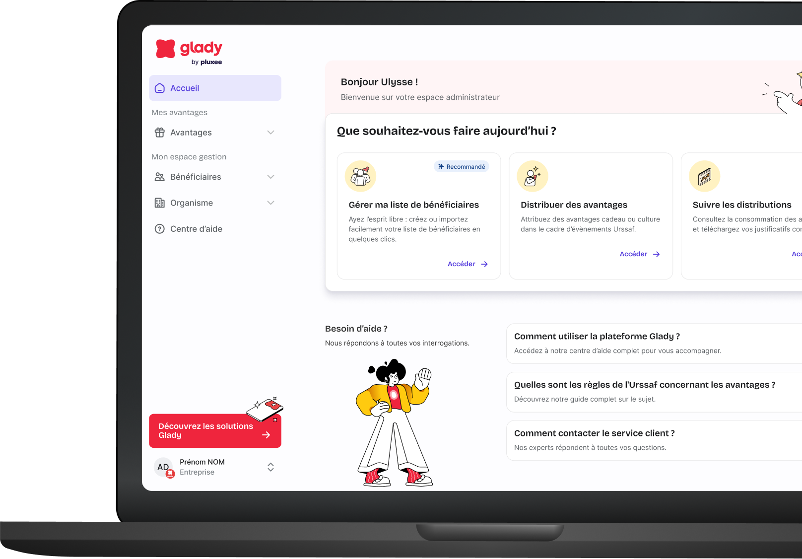 Détail du nouveau menu et des cartes d'action