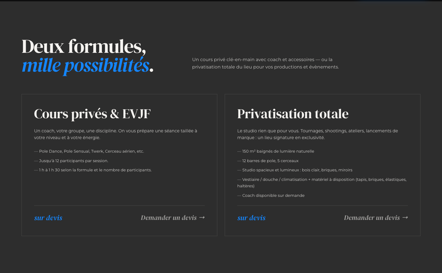 Deux formules de privatisation, contraste light/dark