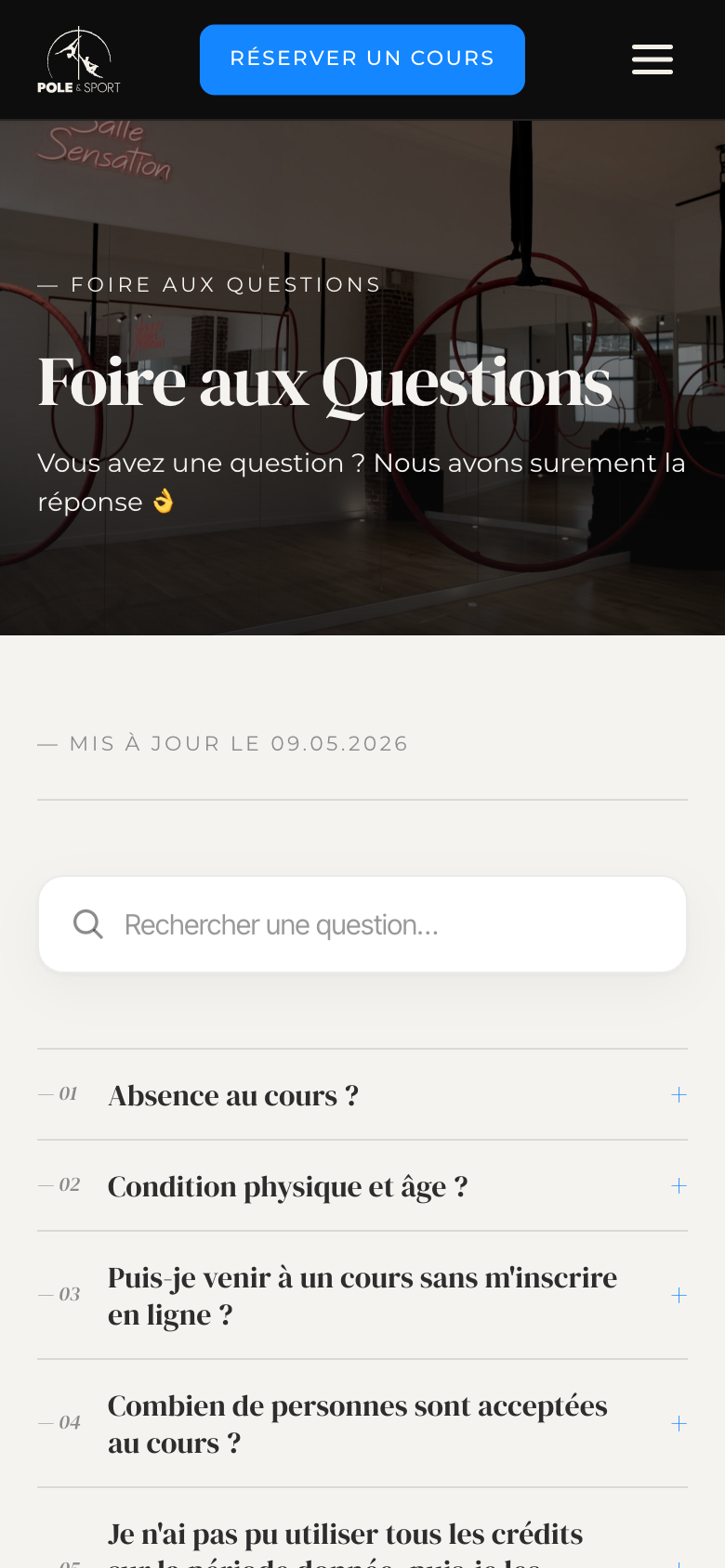 Page FAQ — version mobile