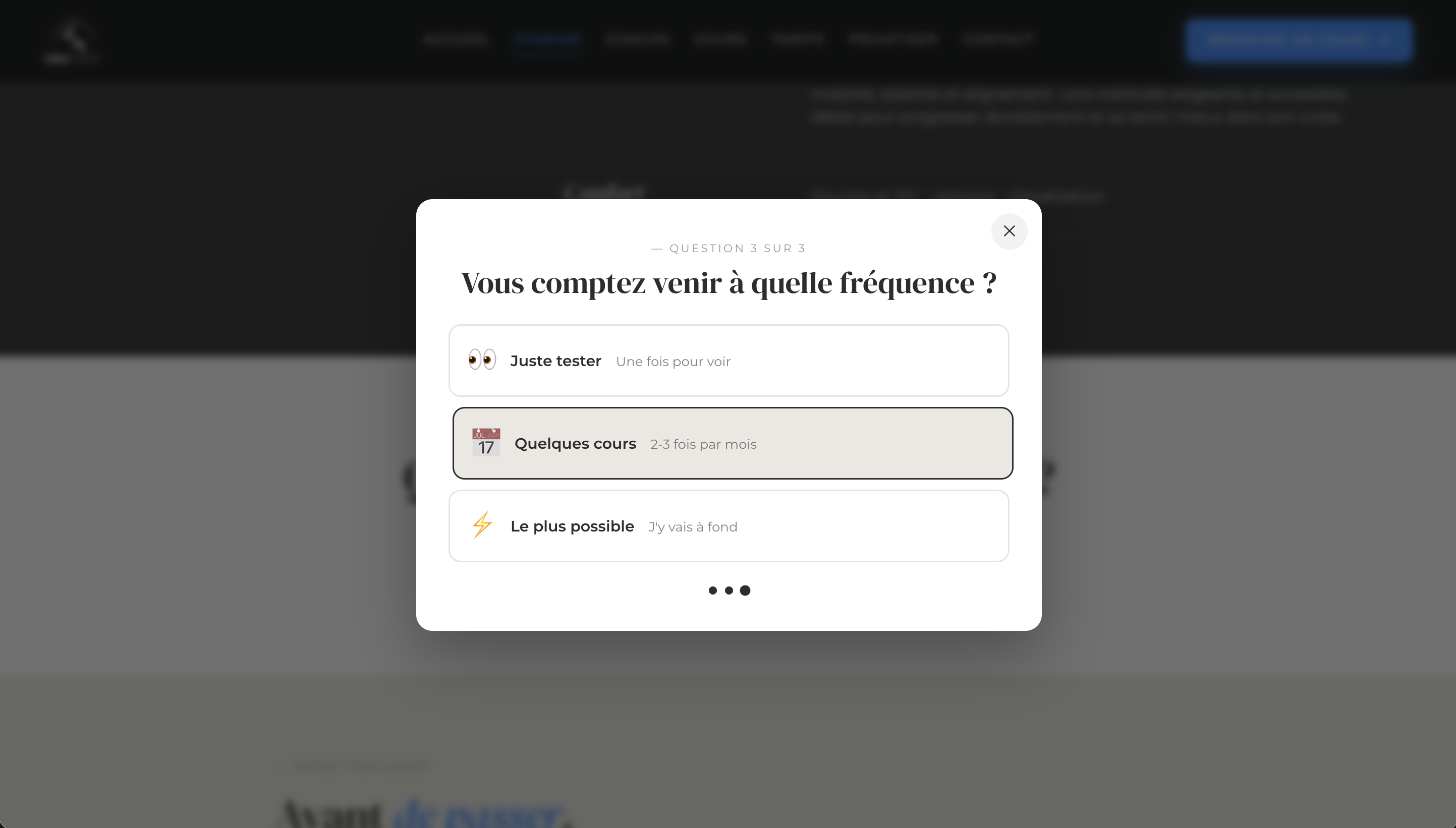 Question 3 du quiz - fréquence de pratique